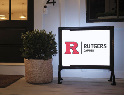 Rutgers Camden Horizontal Mark White Yard Sign