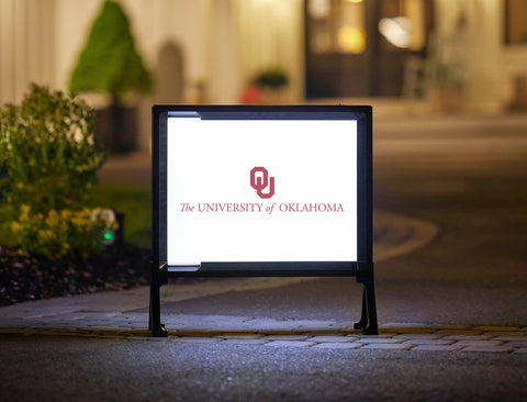 Oklahoma Institutional Mark White Lumilawn Sign