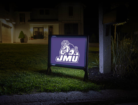 JMU Duke Dog Combo Purple And White Lumilawn Sign