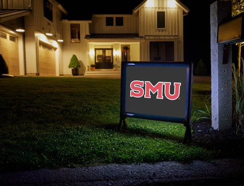 SMU Black Red Lumilawn Sign