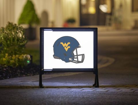 West Virginia Helmet Blue Mark White Lumilawn Sign