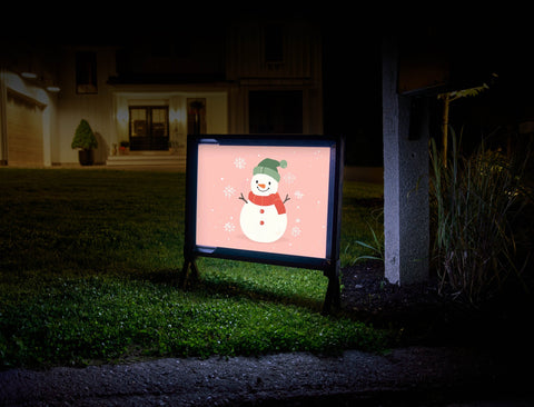 Pink Snowman Cute Winter Yard Sign