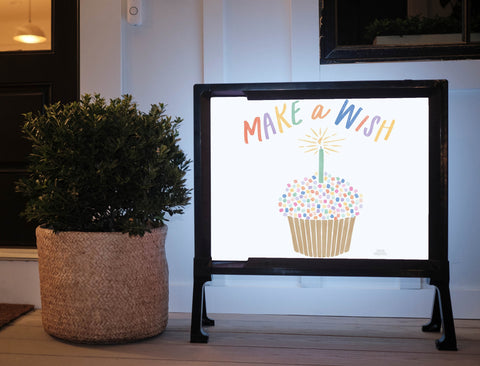 Make a Wish Birthday Cupcake Yard Sign