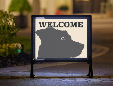 Welcome Good Boy Dog Silhoutte Yard Sign