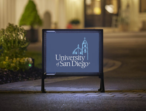 USD Institutional Mark Blue Lumilawn Sign