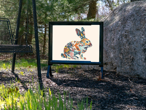 Flower Bunny Rabbit Summer Garden Decoration Yard Sign