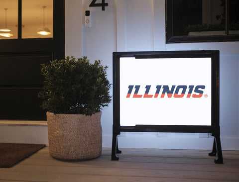 Illinois Wordmark White Lumilawn Sign