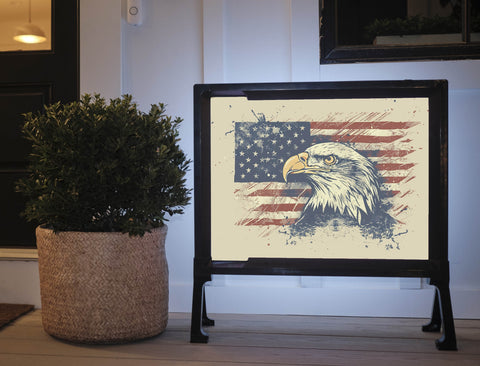 American Flag Eagle Patriotic Lumilawn Sign