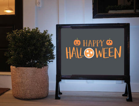 Happy Halloween Tennessee Orange Black Lumilawn Sign