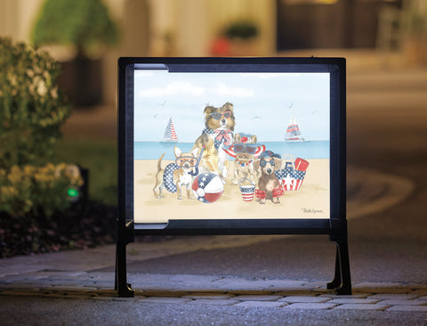 Patriotic Pups Beach Day Yard Sign