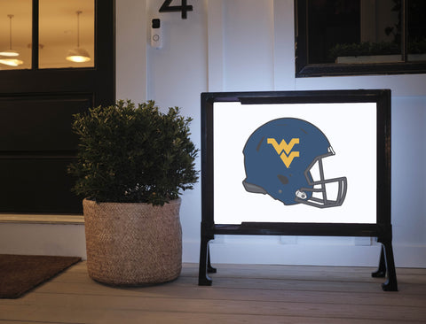 West Virginia Helmet Blue Mark White Lumilawn Sign