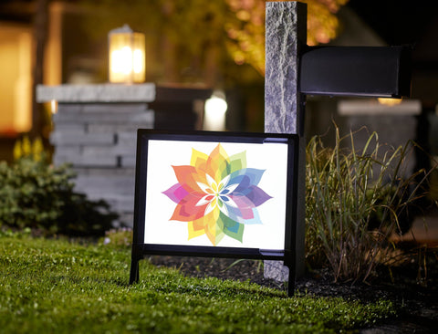 Rainbow Mandala Flower Yard Sign