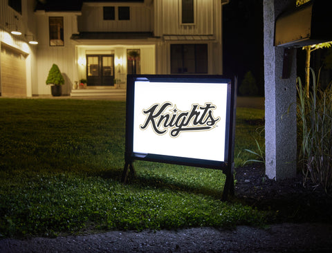 UCF Knights Script Mark White Yard Sign