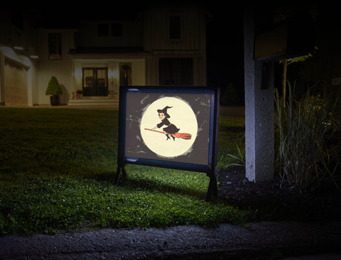 Retro Witch Moon Halloween Yard Sign