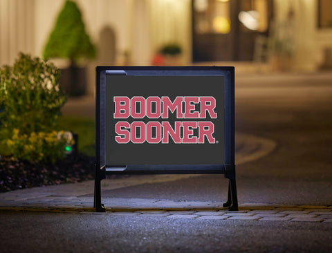 Oklahoma Boomer Sooner Wordmark Black Lumilawn Sign