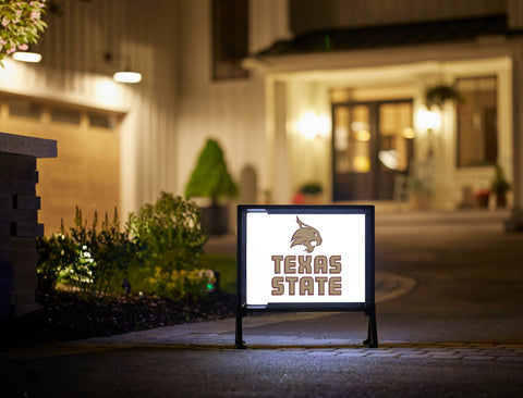 Texas State Mascot White Lumilawn Sign