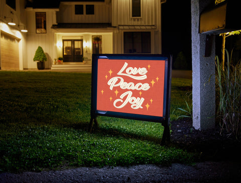 Love, Peace, Joy Lumilawn Sign