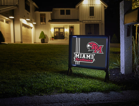 Miami RedHawks M Mascot Black Lumilawn Sign