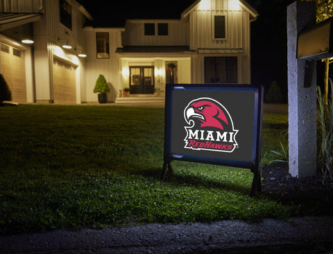 Miami RedHawks Mascot Black Lumilawn Sign