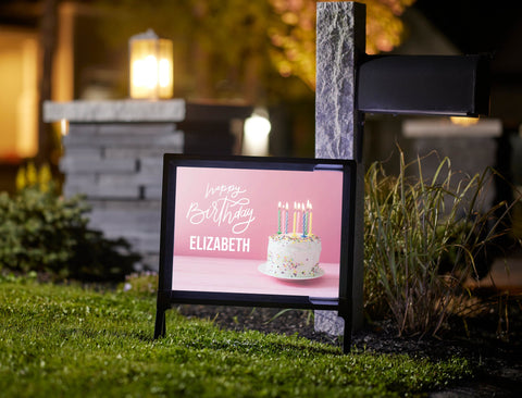 Custom Pink Cake Birthday Yard Sign