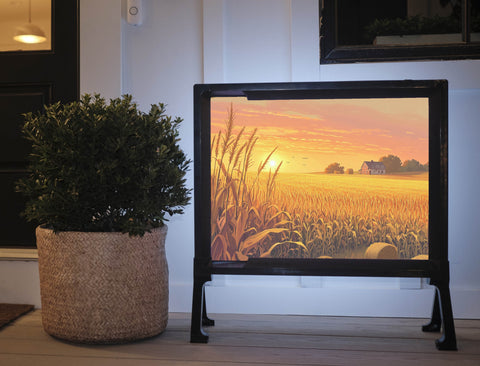 Cornfield At Sunset Lumilawn Sign