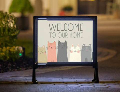 5 Cats Welcome Yard Sign