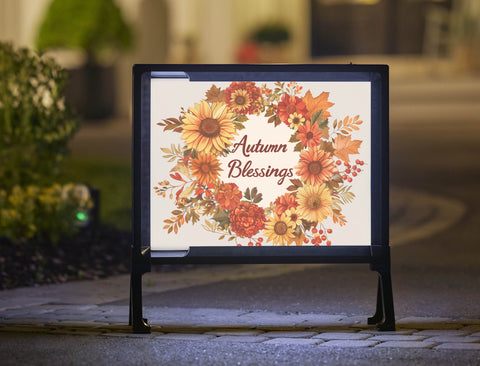 Autumn Blessings Fall Wreath Lumilawn Sign