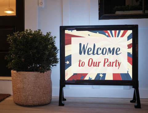 Patriotic Swirl Welcome Party Yard Sign