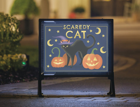 Scaredy Cat Halloween Yard Decor Sign