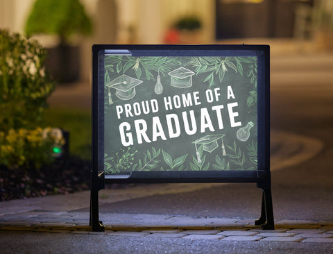 Leafy Chalkboard Graduation Yard Sign