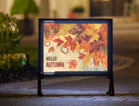 Hello Autumn Leaves Mosaic Yard Sign