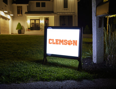 Clemson Paw Wordmark White Lumilawn Sign