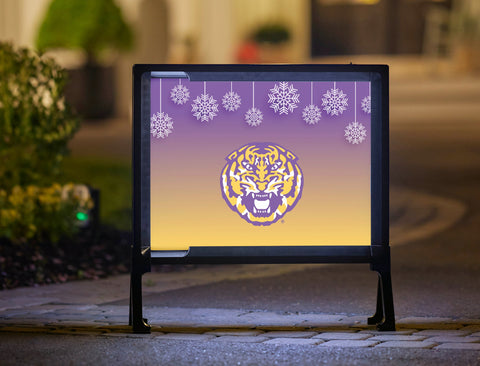 Snow Flakes Tiger LSU Holiday Yard Sign