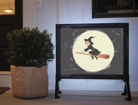 Retro Witch Moon Halloween Yard Sign