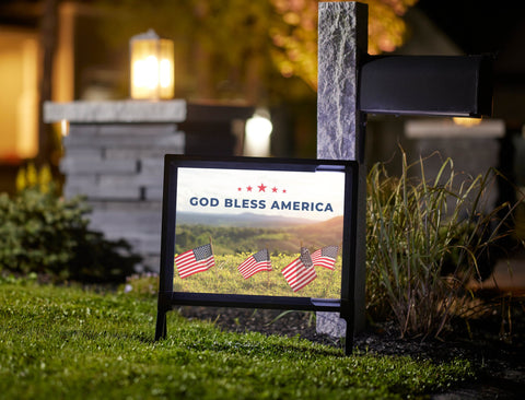 God Bless America Patriotic Hills Yard Sign