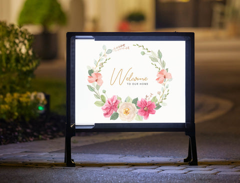 Wreath Welcome Yard Sign