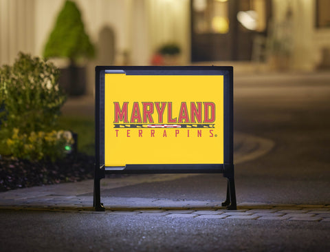 Maryland Terrapins Wordmark Yellow Lumilawn Sign