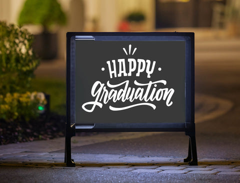 Black and White Happy Graduation Lumilawn Sign