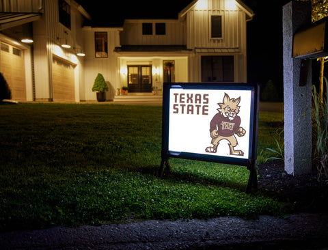 Texas State Boko White Lumilawn Sign