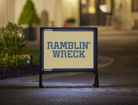 Georgia Tech Ramblin' Wreck Wordmark Gold Lumilawn Sign