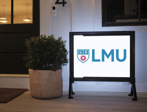 LMU Shield Mark White Lumilawn Sign