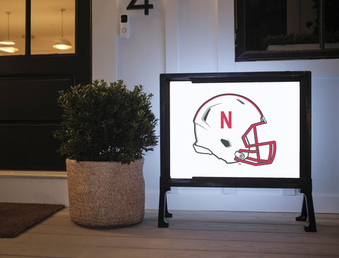 Nebraska Helmet White Lumilawn Sign