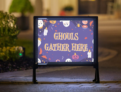 Ghouls Gather Here Halloween Yard Sign