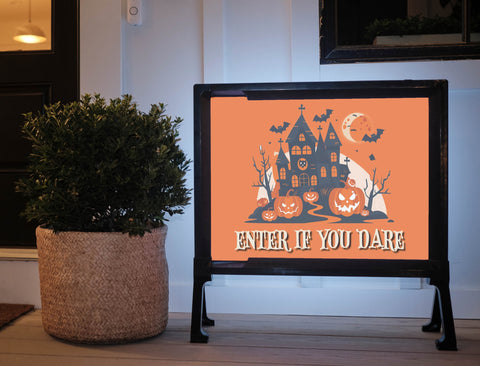 Haunted House Enter If You Dare Halloween Lumilawn Sign