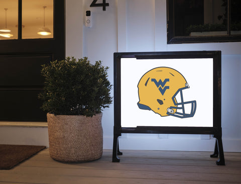 West Virginia Helmet Gold Mark White Yard Sign