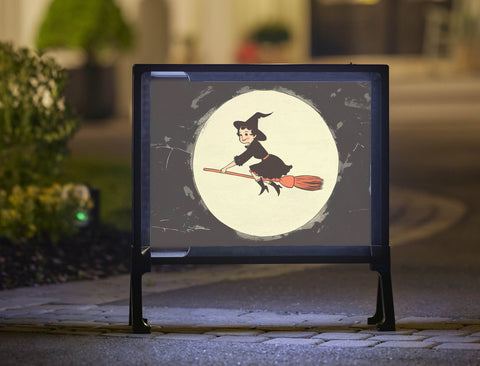 Retro Witch Moon Halloween Yard Sign