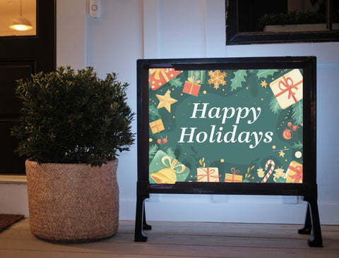 Happy Holidays Dark Green Yard Sign