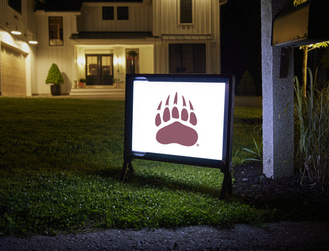 Montana Bear Paw White Lumilawn Sign