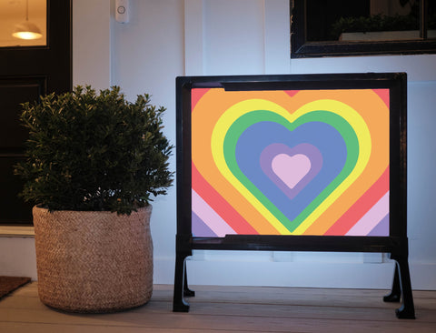 Rainbow Heart Beam Lumilawn Sign