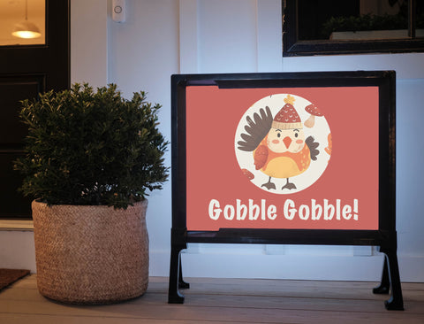 Cute Gobble Gobble Turkey Thanksgiving Yard Sign